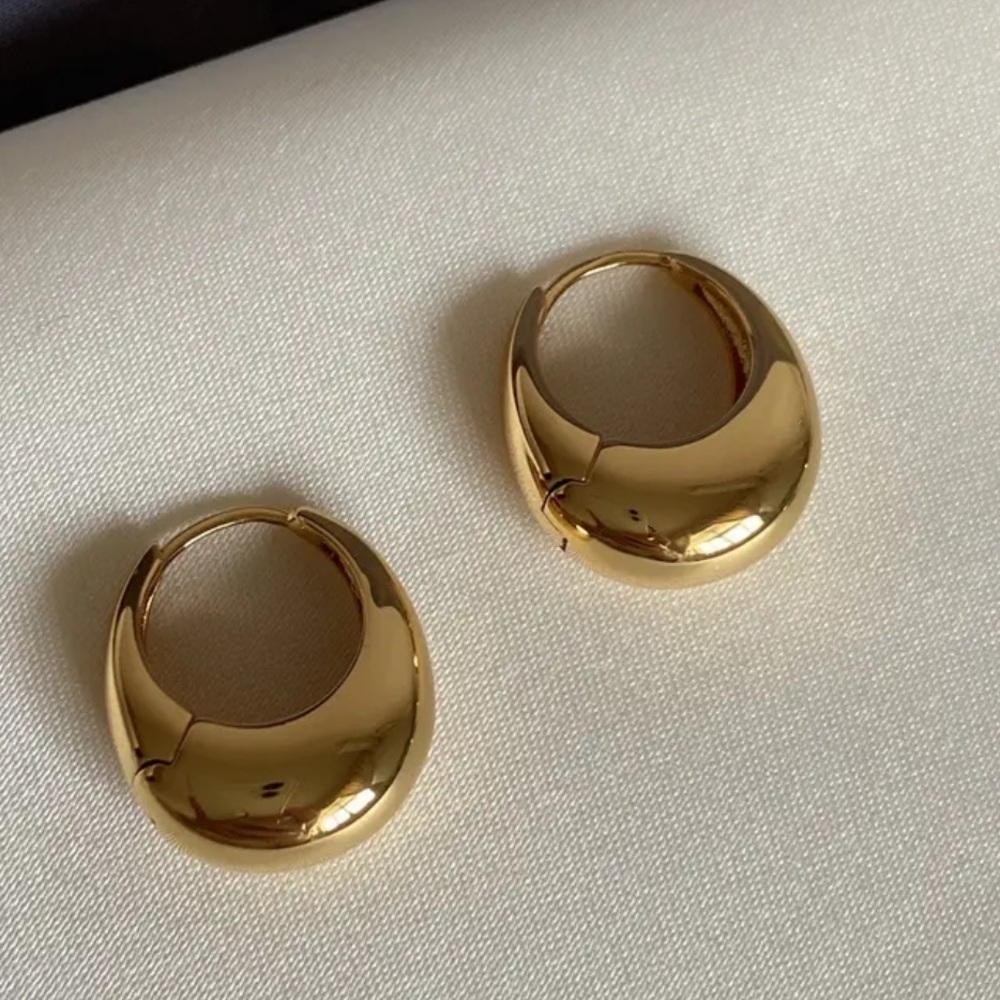 New French Gold Small Hoops 18k Gold Plated Hoop Earrings